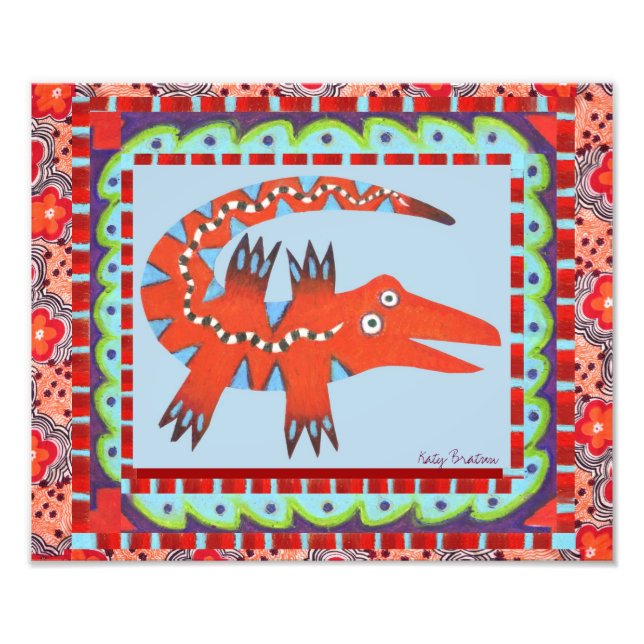 Folk Art Gator Fotodruck (Vorne)