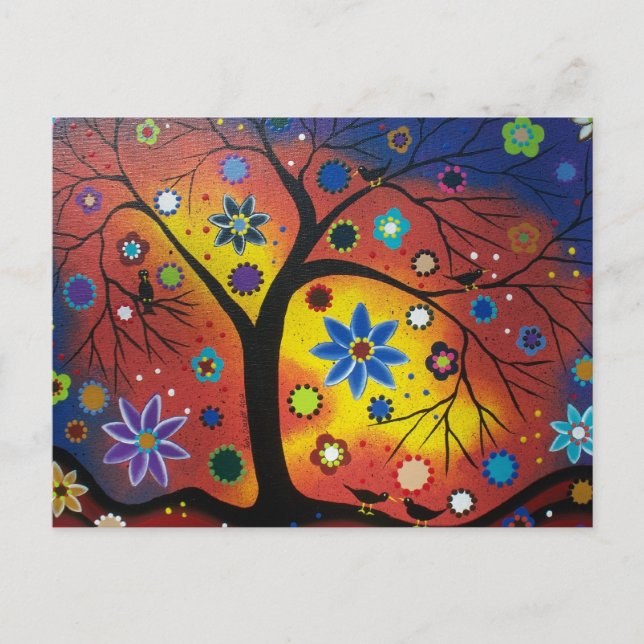 FOLK ART Gewartet für die Sunset Postkarte (Vorderseite)