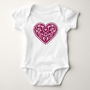 Folk Art Heart Baby Strampler