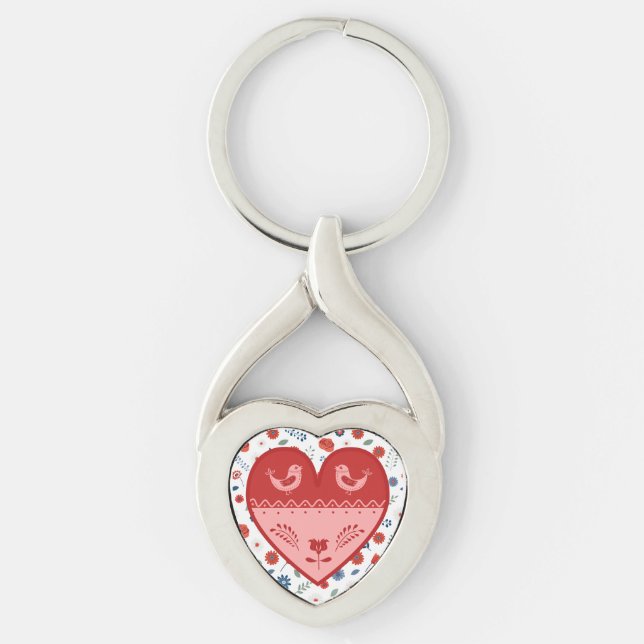 Folk Art Heart Schlüsselanhänger (Vorderseite)