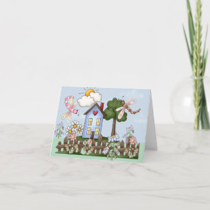 Folk Art House Dankeschön Card Dankeskarte