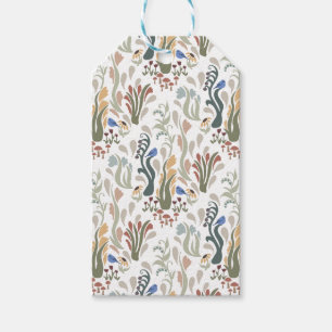 Folk Art Meadow & Blue Bird in Earth Tones Geschenkanhänger