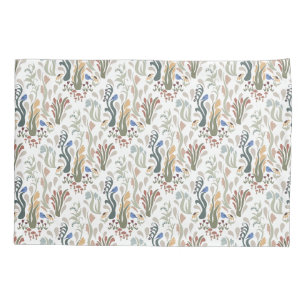 Folk Art Meadow & Blue Bird in Earth Tones Kissenbezug