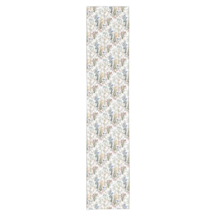 Folk Art Meadow & Blue Bird in Earth Tones Kurzer Tischläufer