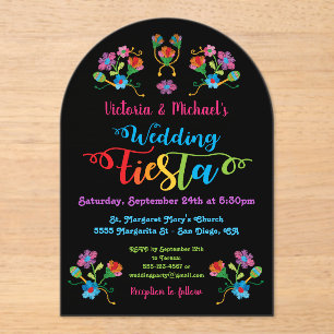 Folk Art mexicain Fiesta Faire-part de mariage acr