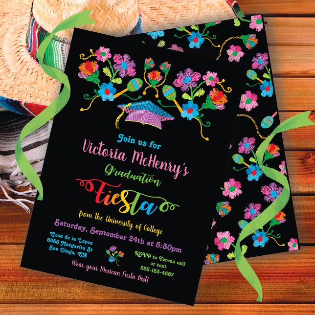 Folk Art Mexicaine Fiesta Graduation Invitation (Créateur téléchargé)