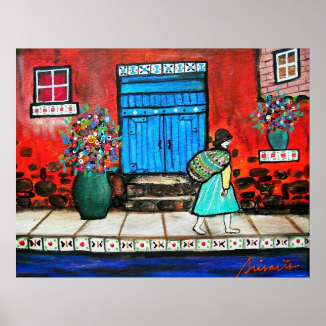 FOLK ART MEXICAN TÜR MALERIEREN POSTER (Vorne)