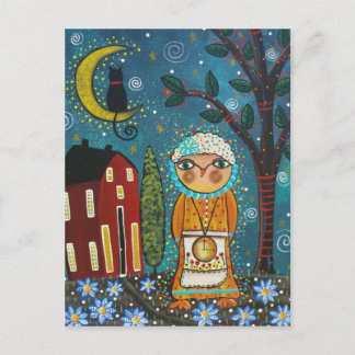 FOLK ART Moon Over the Star by LORI Postkarte