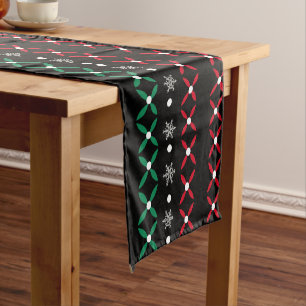 Folk Art Nordic Black Frohe Weihnachten Kurzer Tischläufer