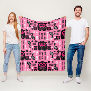 Folk Art Nordic Owl Fleecedecke