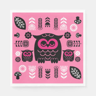 Folk Art Nordic Owl Serviette