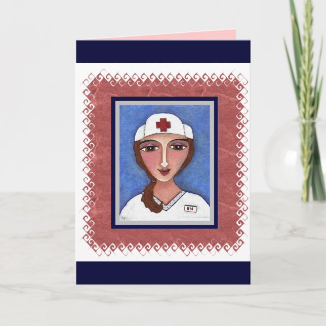 Folk Art Nurse - RN / Pflegegrüßkarte Karte (Vorderseite)