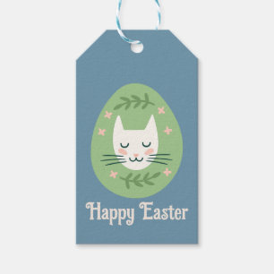 Folk Art Oaster Egg Cat Gift Tags Geschenkanhänger