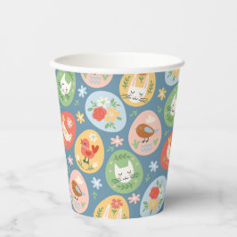 Folk Art Ostereierkatze, Bunny, Kick Oster Pappbecher