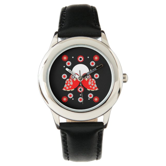 Folk Art Owl Armbanduhr (Vorderseite)