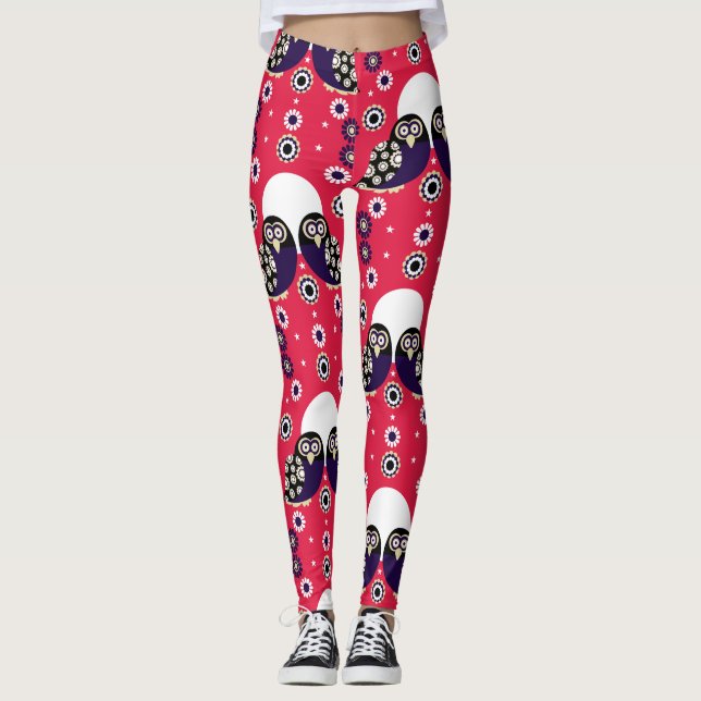 Folk Art Owl Leggings (Vorderseite)
