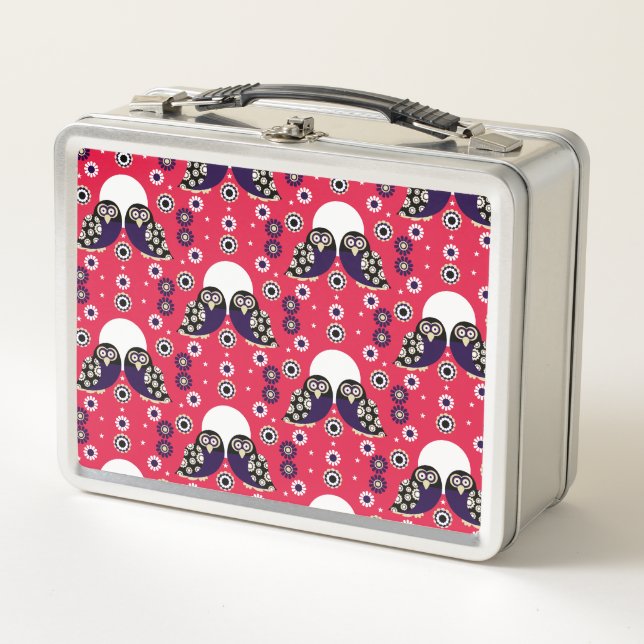 Folk Art Owl Metall Brotdose (Vorderseite)