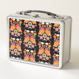 Folk Art Owl Metall Brotdose