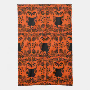 Folk Art Owl Prints Geschirrtuch