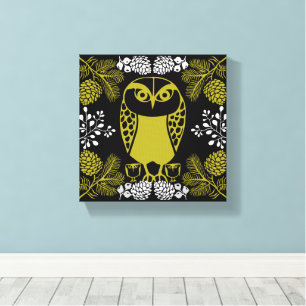 Folk Art Owl Prints Leinwanddruck