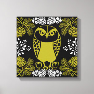 Folk Art Owl Prints Leinwanddruck