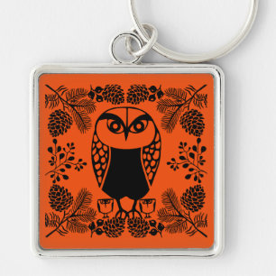 Folk Art Owl Prints Schlüsselanhänger