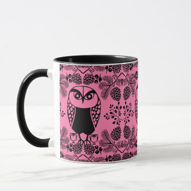 Folk Art Owl Prints Tasse (Links)