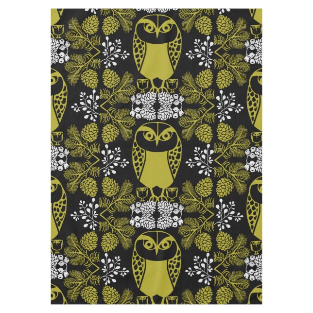 Folk Art Owl Prints Tischdecke (Vorderseite)