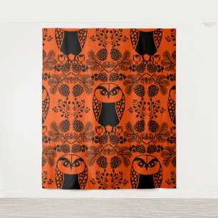 Folk Art Owl Prints Wandteppich