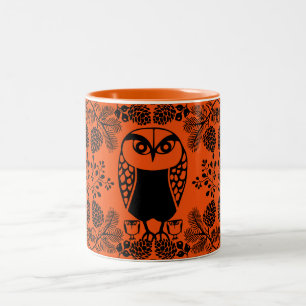 Folk Art Owl Prints Zweifarbige Tasse