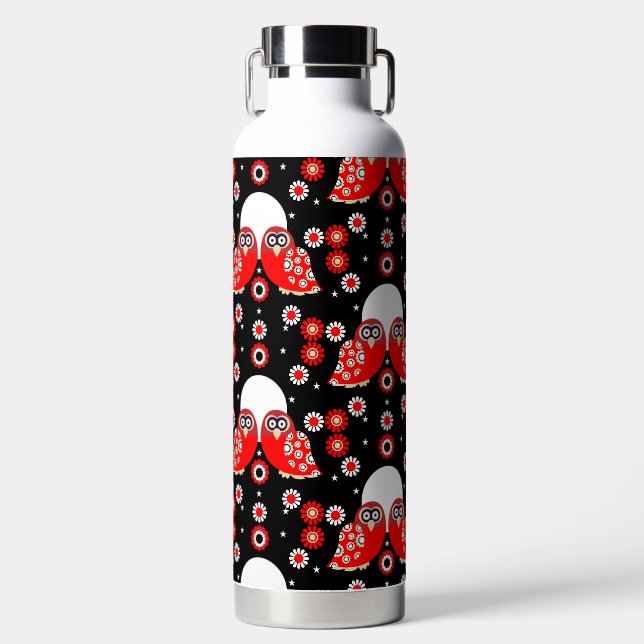 Folk Art Owl Trinkflasche (Vorderseite)