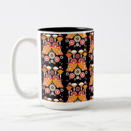 Folk Art Owl Zweifarbige Tasse
