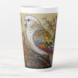 Folk Art Parakeet mit Blume Milchtasse
