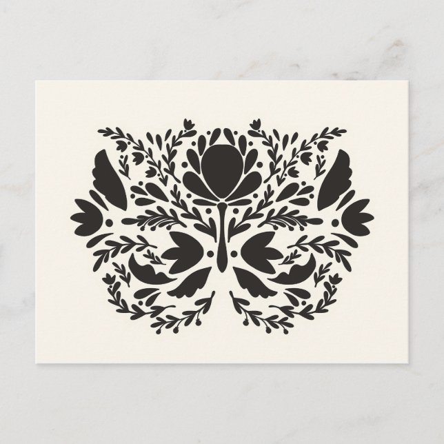 Folk Art Print Floral Print Skandinavien Postkarte (Vorderseite)