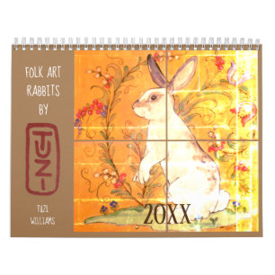 Folk Art Rabbits by Tuzi Willams Rabbit Tile & Art Kalender