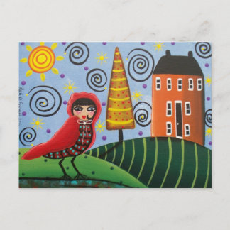 FOLK ART Red Bird BY LORI EVERETT carte postale