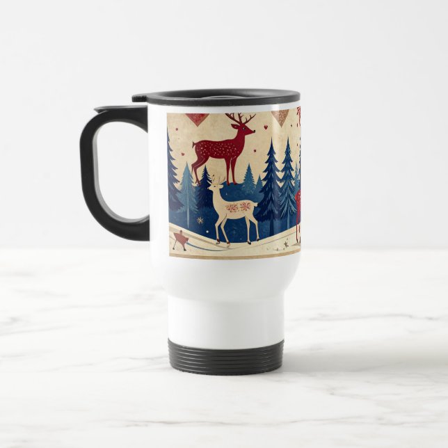 Folk-Art Reindeer Pattern Mug (Gauche)