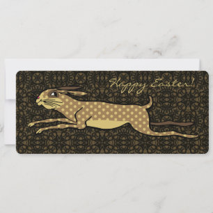 Folk Art Running Bunny Carte de Pâques personnalis