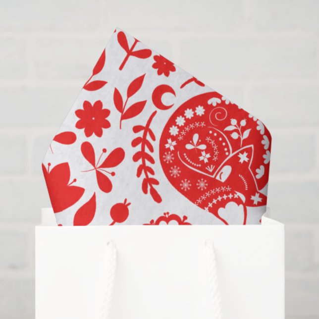 Folk Art Sleeping Fox Gift Seidenpapier (Geschenktüte)
