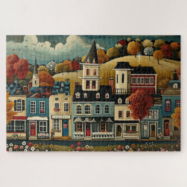 Folk Art Small Town Street im Herbst