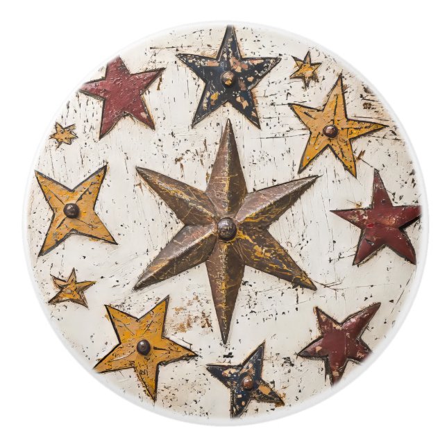 Folk Art Stars Keramikknauf (Vorderseite)