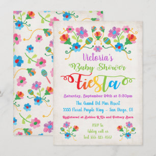 Folk Art Stickerei mexikanische Fiesta Baby Dusche Einladung