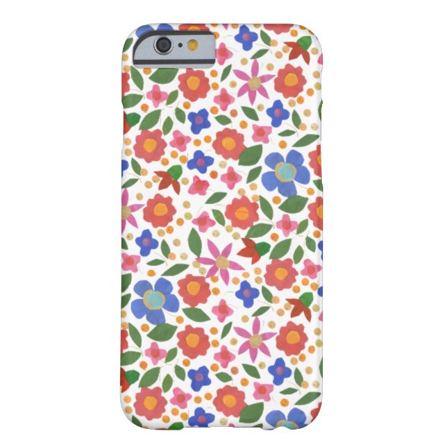 Folk Art Style Florals on White iPhone 6 Fall Case-Mate iPhone Hülle (Rückseite)