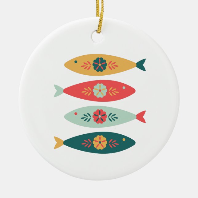 Folk Art Swedish Fish Keramik Ornament (Vorne)