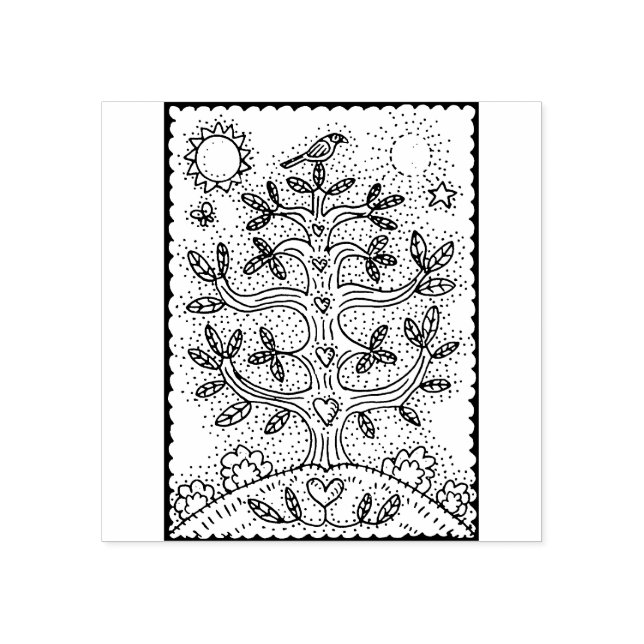 FOLK ART TREIN OF LIFE RUBBER BRIEFMARKE GUMMISTEMPEL (Prägung)