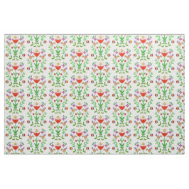 Folk Art Tulip und Birds Fabric Stoff