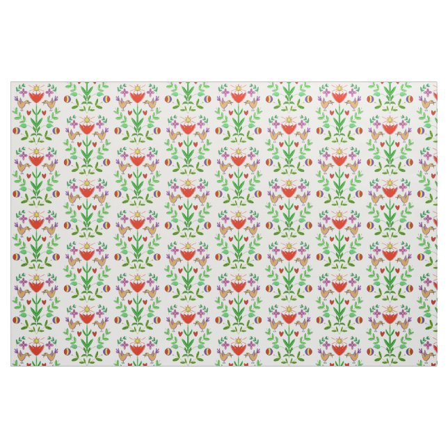 Folk Art Tulip und Birds Fabric Stoff (Fat Quarter (45,7 x 55,9 cm))