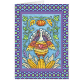 FOLK ART TURKEY ERNTEDANK GREETING CARD Blank