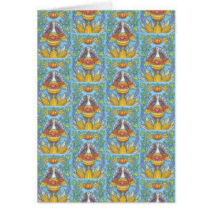 FOLK ART TURKEY THANKSGIVING GREETING CARD Blank