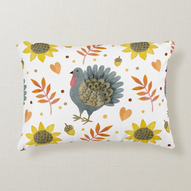 Folk Art Turkeys Accent Coussin (Devant)